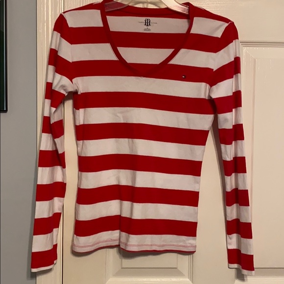 Tommy Hilfiger V-neck striped long sleeve T-shirt - Picture 1 of 5